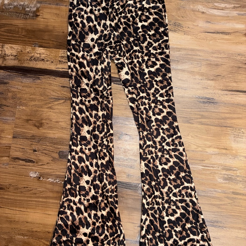 SHEIN Leopard Print Flared Pants - Brown & Black